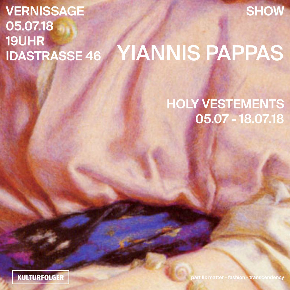 For the purpose of in-situ valuation of the ecclesiastical textiles, I needed to travel for the first time to Mount Athos in 2008. During the research of the Vestments that were going to be exposed for the first time in history at the Petit Pallet’s exhibition in France, I came across the golden costume of Nikiforos Fokas, the Byzantine Emperor from 963 to 969. This historical object has never been published till today, despite its uniqueness as a Byzantine costume design. Inspired by this object of M. Lavras Monastery’s Museum, I decided to create a wearable sculpture made of painted golden ping-pong balls, such as a ‘holy underwear, that could complete the collection of the luxurious vestments.  Yiannis Pappas is a Berlin based artist. Throughout Pappas’ work runs a deep fascination for the relation between space and the human body in natural and urban environments. His visual language is rich and varied, encompassing multiple forms of expression, such as video work, photography, performative, installative and interventionist practices, all of which bear the signs of Pappas’ anthropological and phenomenological approach toward his subjects. Underscored by a critical interest in space, as sites of physical and symbolic enactment, his artistic work and research explores how different places are sustained collectively and individually throughout history.   www.kulturfolger.ch  Idastrasse 46 8003 Zurich